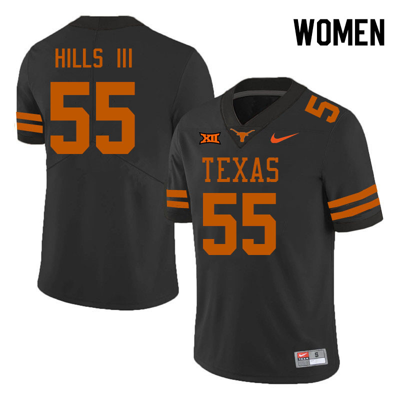 Women #55 Melvin Hills III Texas Longhorns College Football Jerseys Stitched-Black